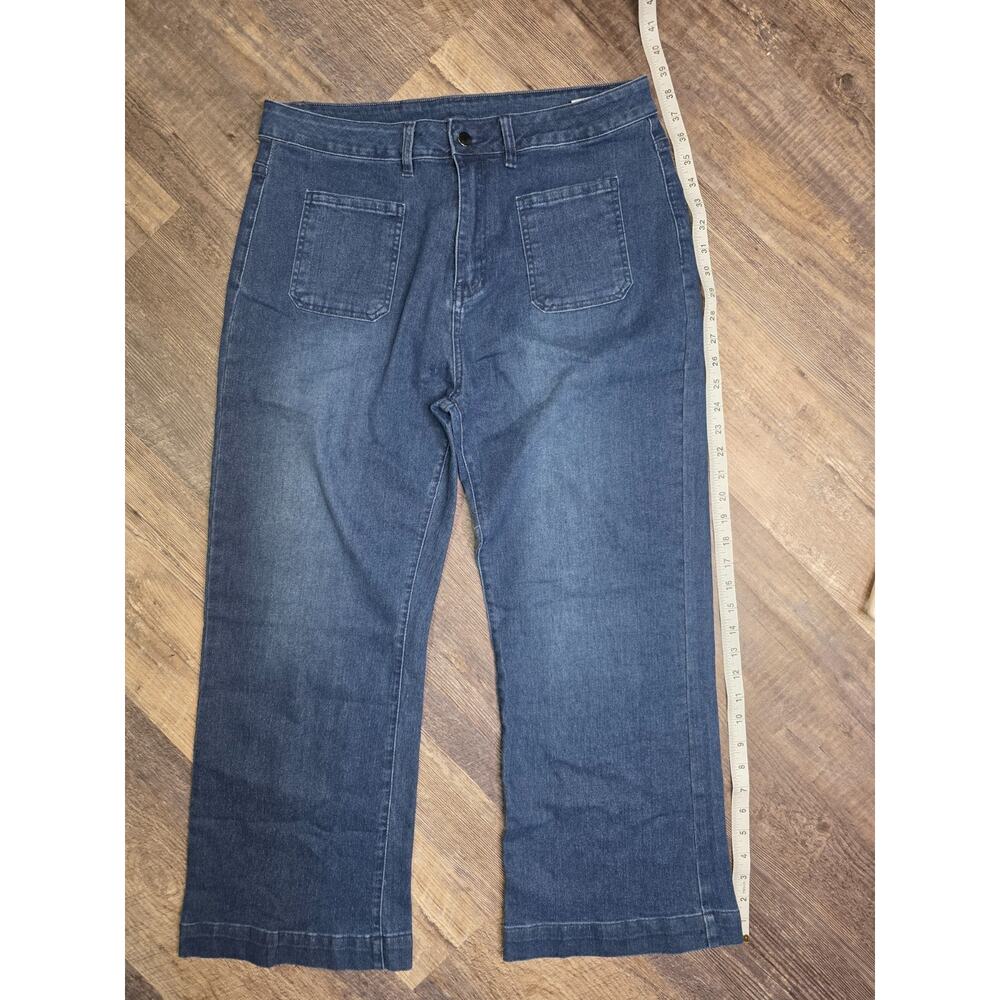 Unbranded High-rise, Wide Leg Jeans W Front And Back Patch Pockets Stretch Sz XL